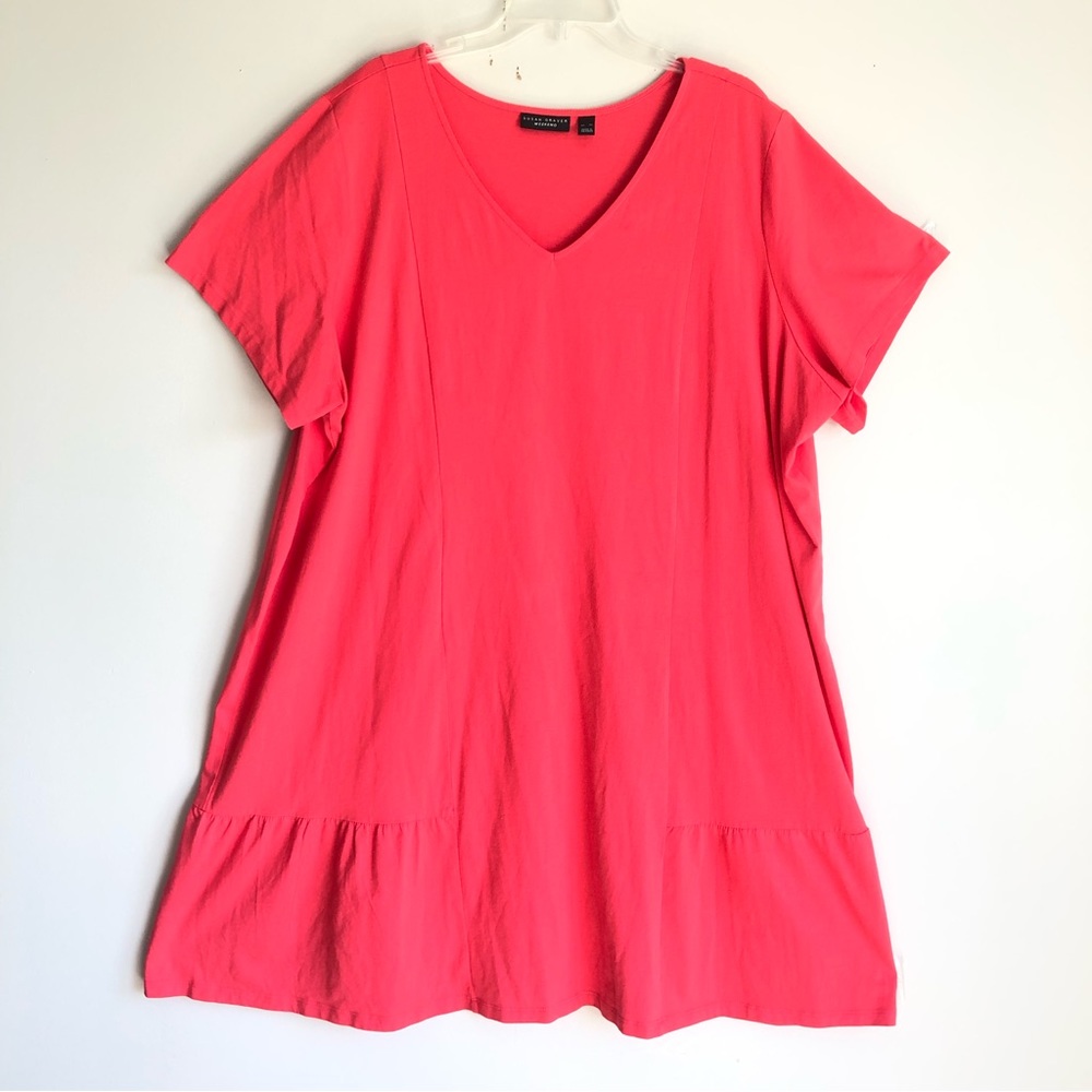 Susan Graver Weekend Short Sleeves Midi Day Dress size 4X NWOT orange/red